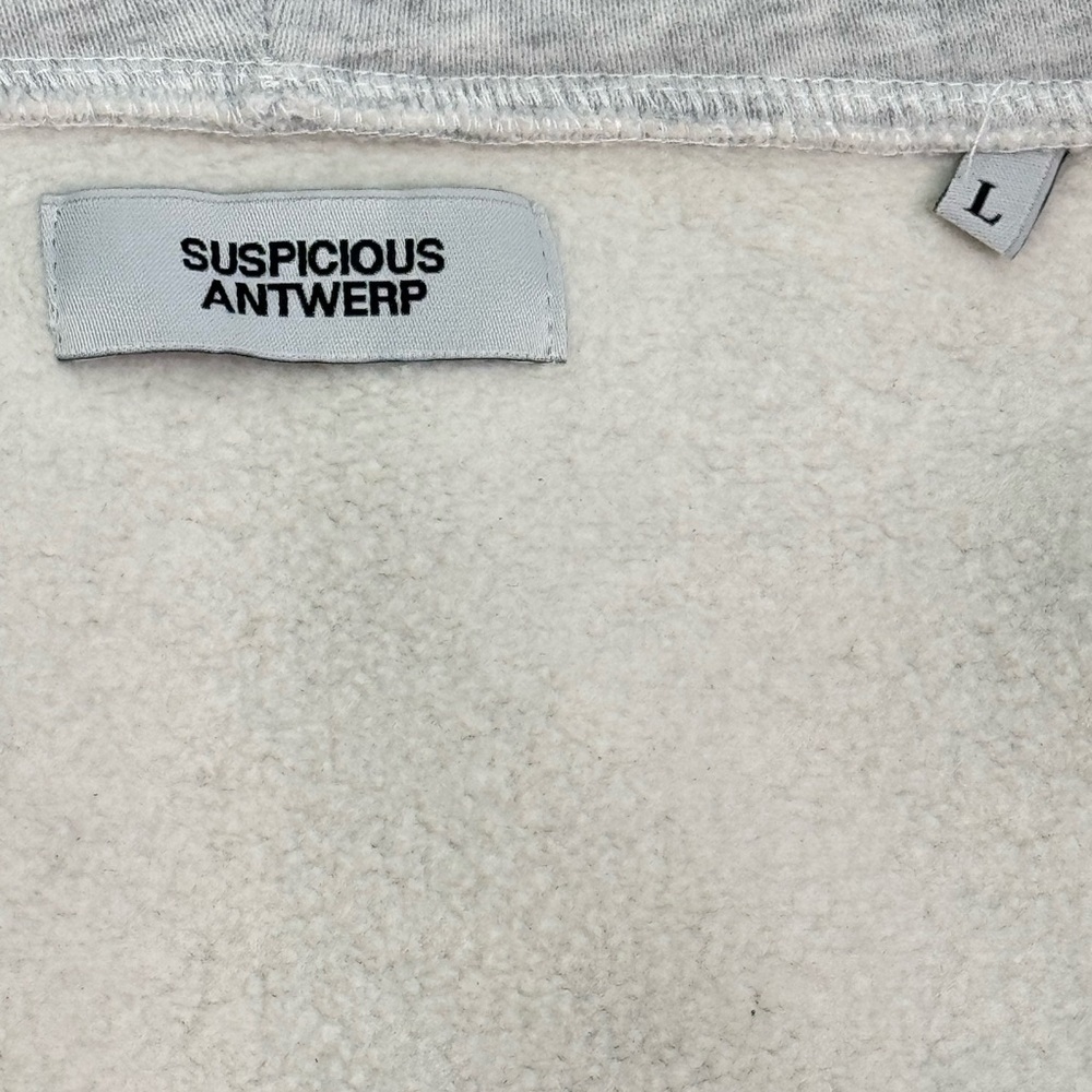 Suspicious Antwerp Light Gray Hoodie with Embroidered Skull Patch Size Large - Picture 8 of 8